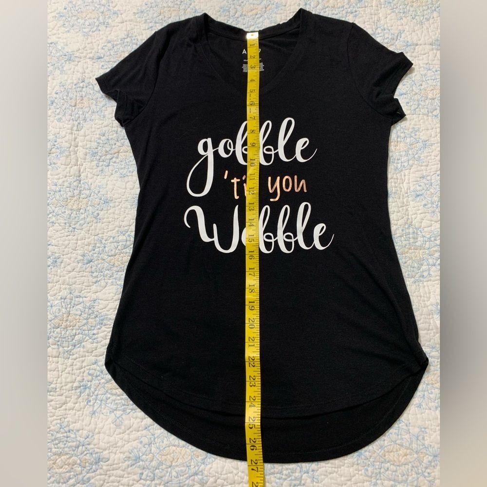 Gobble Till You Wobble Soft Black Tee Size:XS *Perfect for Thanksgiving* - Picture 4 of 4